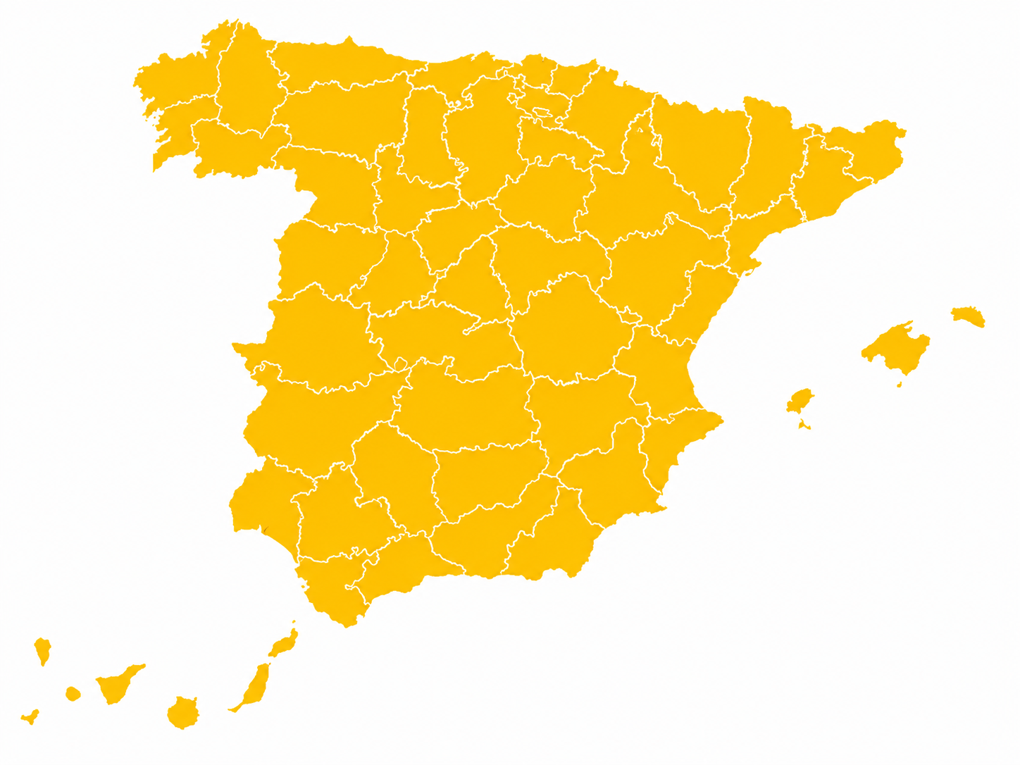 Mapa de España con clientes y municipios de Rural Bridge